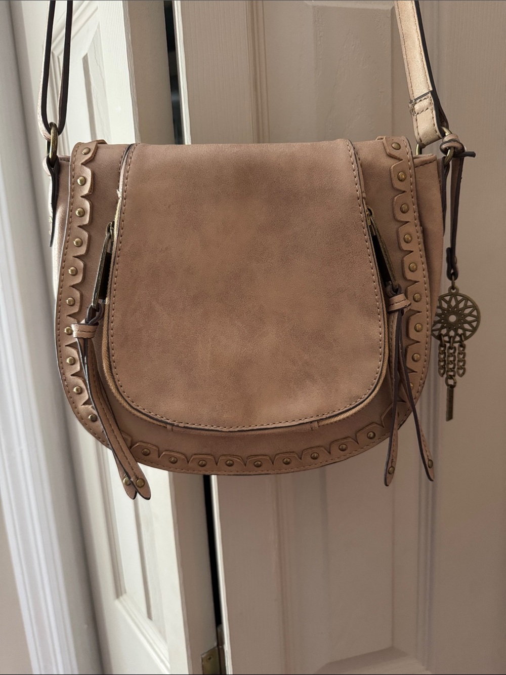Jessica Simpson Crossbody Saddle Bag with Stud Trim